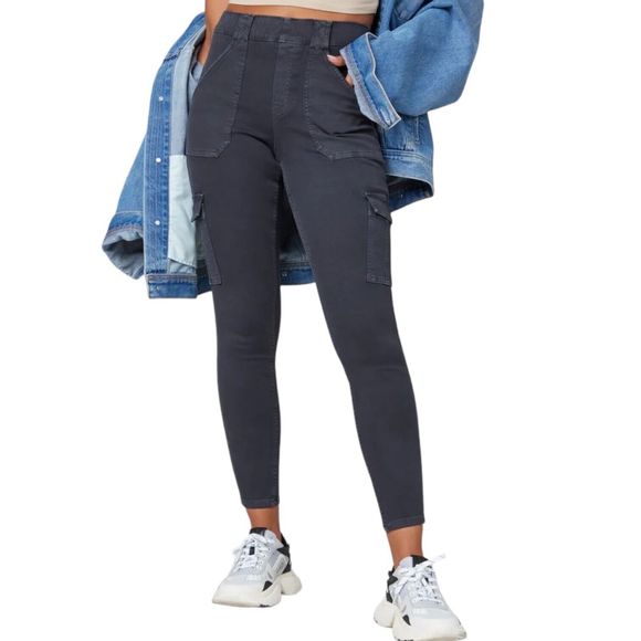 Spanx Stretch Twill Ankle Cargo Pant‎ Womens Size Petite Small Washed Black - Picture 10 of 11